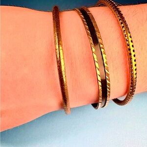Bracelet Bangle Bundle 3 Gold-tone Variety 2.5” Diameter worn separately or all
